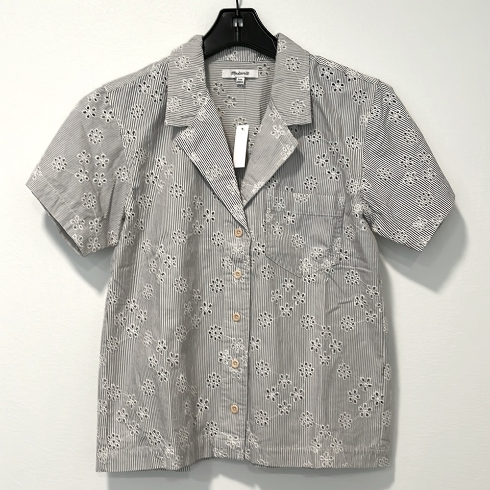 madewell Eyelet Piedmont Camp Shirt Size XXS NWT